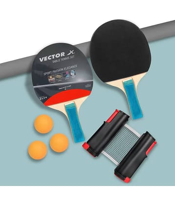 VECTOR X Table Tennis Racquets Set With Portable Net Black Table Tennis Racquet  (Pack of: 3, 250 g)