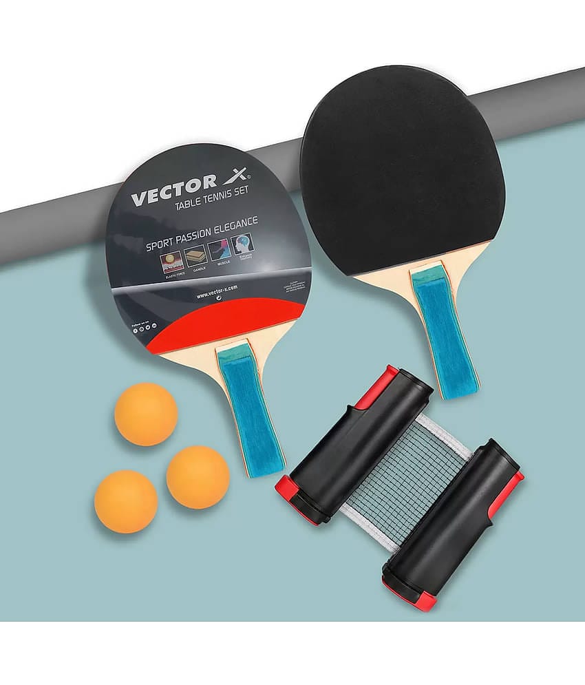 VECTOR X Table Tennis Racquets Set With Portable Net Black Table Tennis Racquet  (Pack of: 3, 250 g)