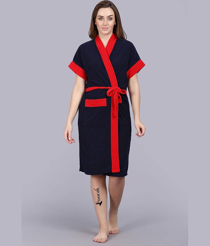 Poorak Blue Free Size Bathrobe ( Pack of 1 )