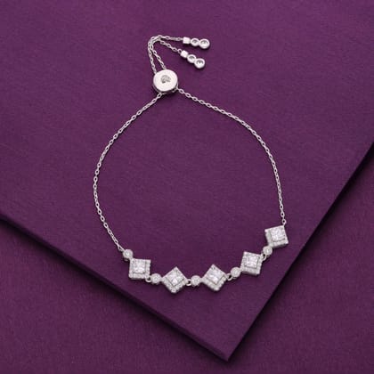 Princess Cut Diamond Tennis Bracelet-White Stone / Silver