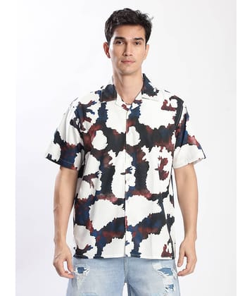 Bene Kleed Cotton Blend Relaxed Fit Printed Half Sleeves Cuban Collar Men's Casual Shirt (Multicolor)