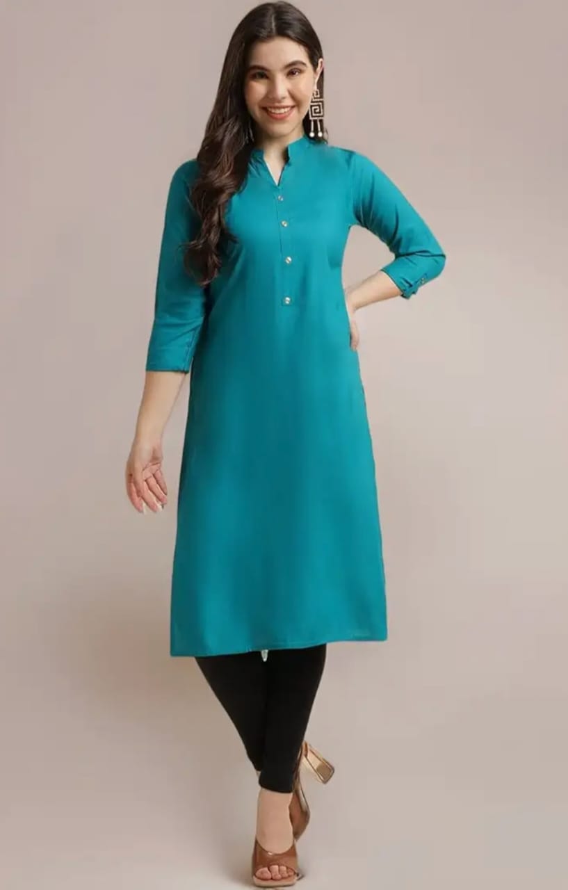 Reyon Plain Solid Kurti