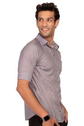 Light Grey 'Memphis' Ditsy Pattern Regular Fit Shirtee-M