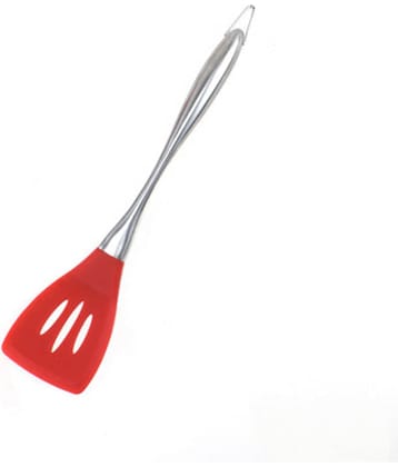 Baskety Silicone with Stainless Steel Slotted Spatula ( Pack of 1,Red )