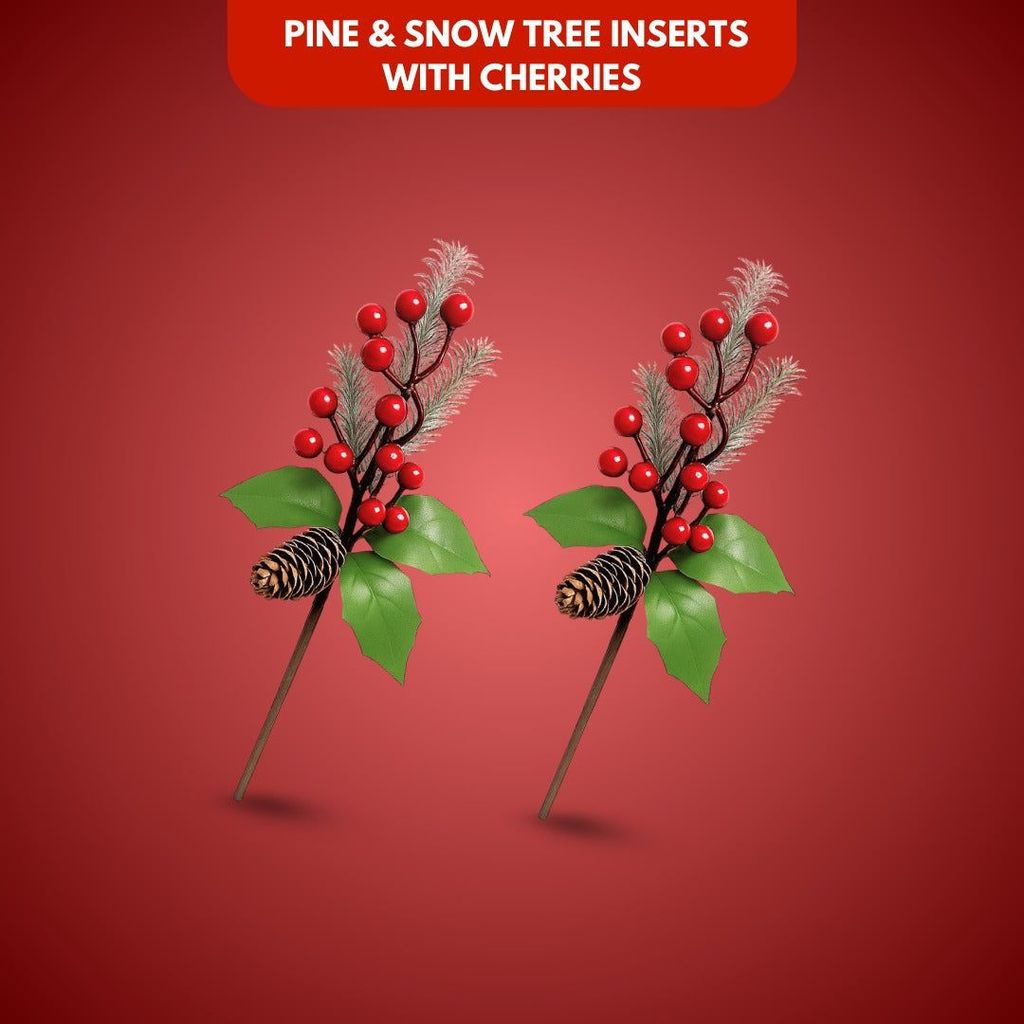 Pine Snow Leaves with Cherry & Tree Inserts - 2PC - Party and Festive Needs | Buy online on ZillyBuy