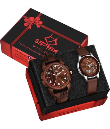 Septem Brown Leather Analog Womens Watch