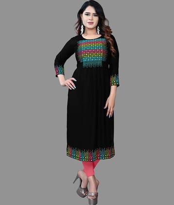 HAYA - Black Rayon Women's Straight Kurti ( Pack of 1 )