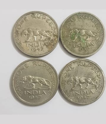 Rare 1 Rs 1947 British India 4 Coins Lot