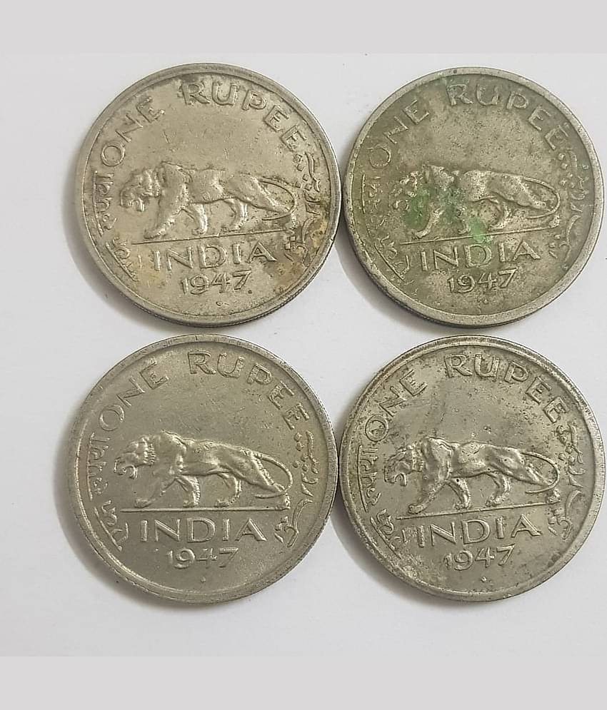 Rare 1 Rs 1947 British India 4 Coins Lot