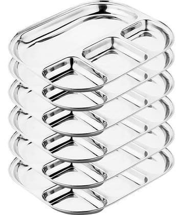 Dynore 6 Pcs Stainless Steel Silver Partition Plate