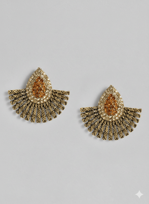 justpeachy Gold-Plated Studded Floral Studs