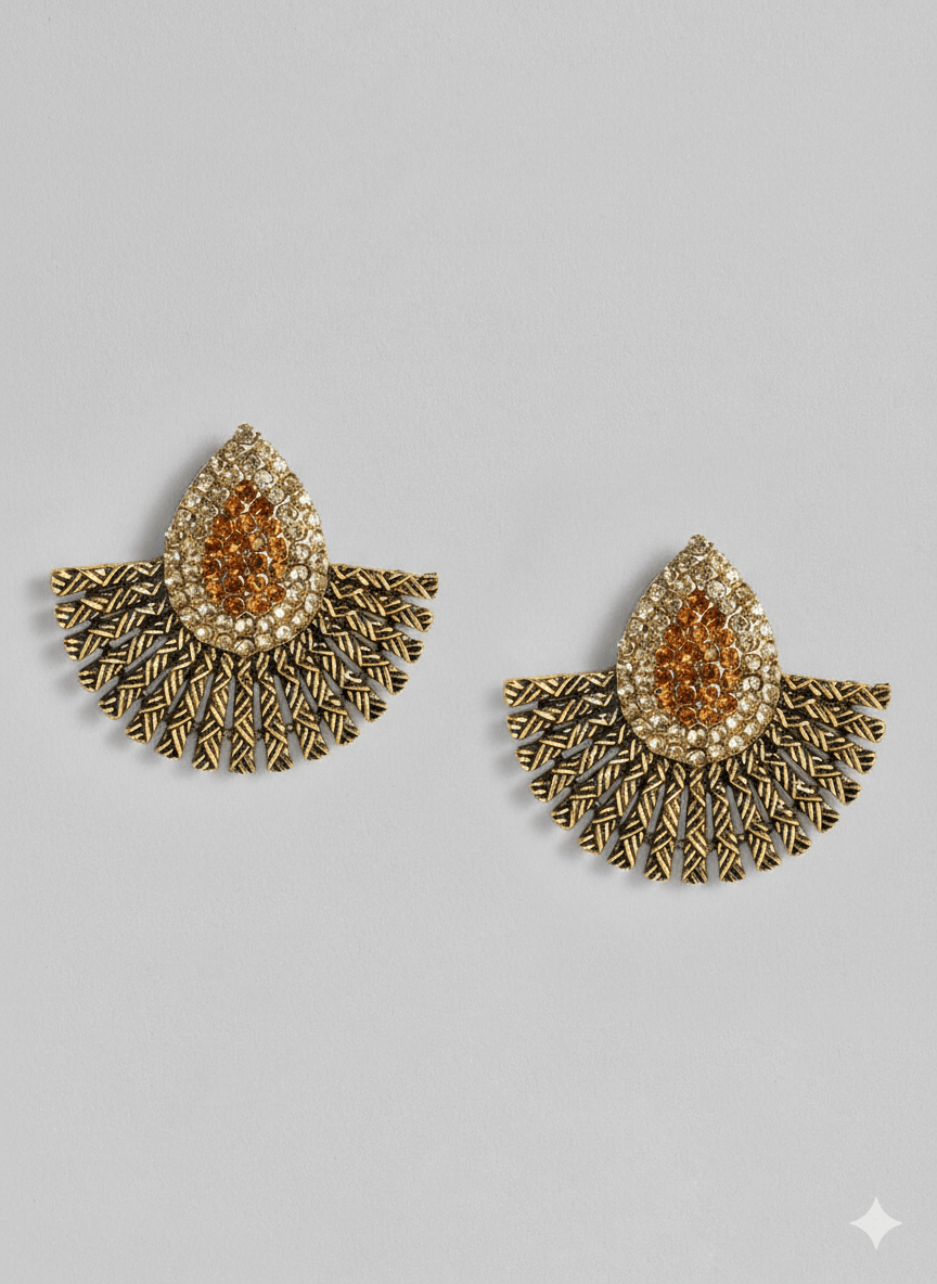justpeachy Gold-Plated Studded Floral Studs