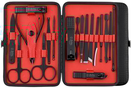 Beauté Secrets Manicure Kit, pedicure tools for feet, Nail Clipper, Manicure Pedicure kit for women and Men, 18 Pieces,Perfect Gifts for Women and Men (Red Black) Beauté Secrets Manicure Kit, pedicure tools for feet, Nail Clipper, Manicure Pedicure kit f