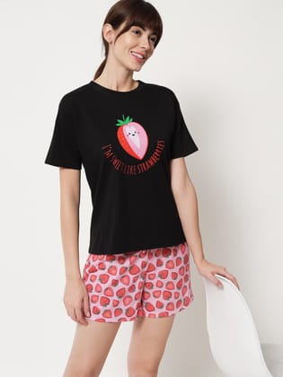 I am Sweet Like Strawberries Shorts And T-Shirt Set-S