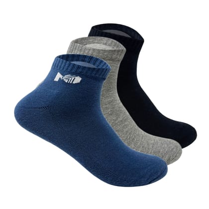 Cushioned Terry Sports Ankle Socks for Men - Set of 3