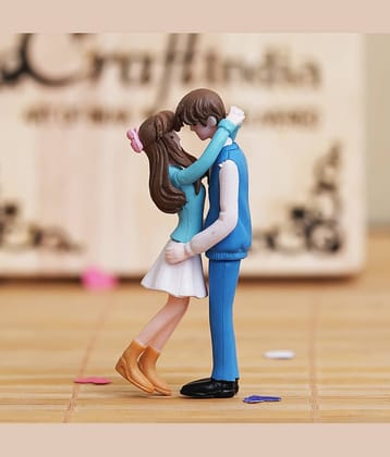 eCraftIndia Blue Hugging Couple Statue Figurine Showpiece