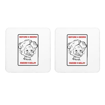 Multicolor Before 6 Beers After 6 Beers Set Of 2 Square Wooden Coaster