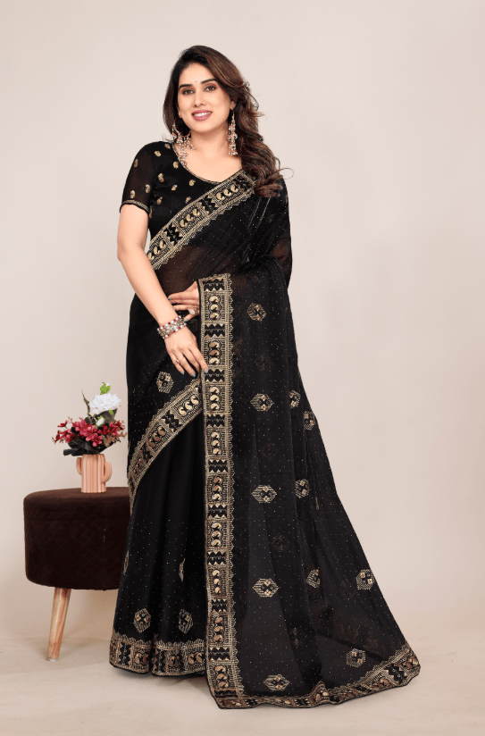 bollywood high quality heavy blooming  with embroidery work Saree With fancy Bluose