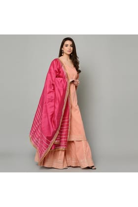 PEACH WITH PINK DUPATTA, SHARARA SET OF 2-XL