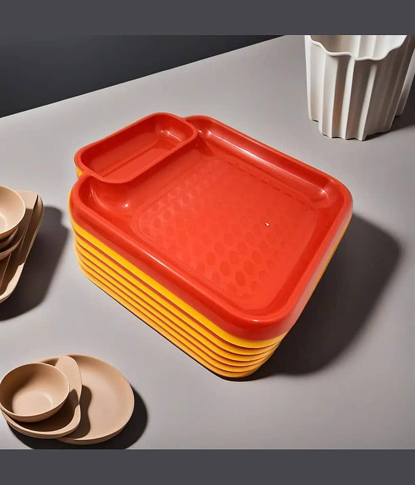 kitchrox 12 Pcs Plastic Multi Color Platter