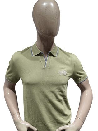 Mens Pista Green Half Sleeve Polo Neck T-Shirt-A8397-0012 / Pista Green / M