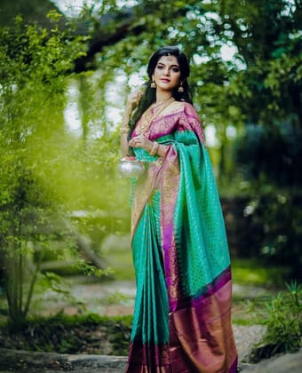 Light Green Kanjivaram Pure Silk Zari Woven Saree