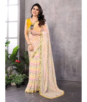 BLEESBURY Georgette Printed Saree With Unstitched Blouse Piece ( Multicolor )