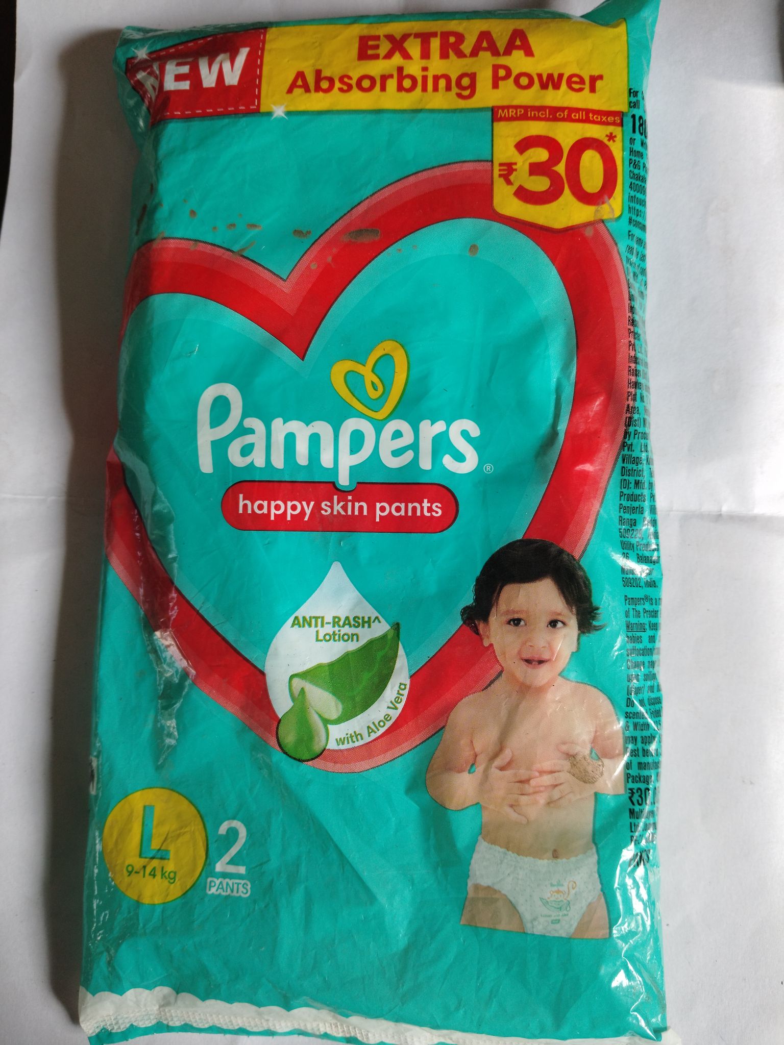 Pampers Happy skin pants Anti-rash Lotion With aloe L 9-14kg 