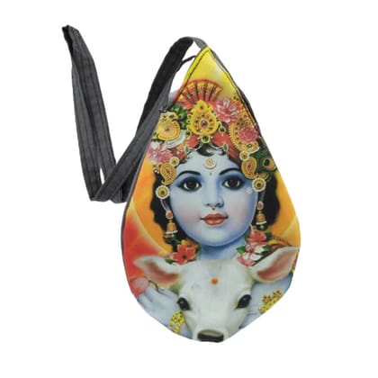 MAYAPURI Krishna/Gopal Printed Japa Bag/Chanting Bag with Zip Pocket & Sakshi Mala(Pack of 1)