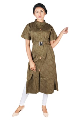 Women's Cotton High Neck, Stripe Print Kurti