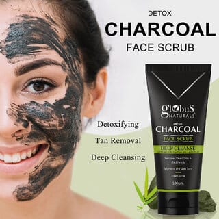 Globus Naturals Detox Charcoal Face Scrub For Exfoliates skin unclogs pores removes dirt impurities 100 gm Globus Naturals Detox Charcoal Face Scrub For Exfoliates skin unclogs pores removes dirt impurities 100 gm