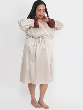Plus Size Sexy Solid Satin Robe for Honeymoon BB209Ac