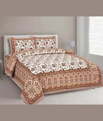 CLOTHORO Cotton 1 Double King Bedsheet with 2 Pillow Covers ( Brown )
