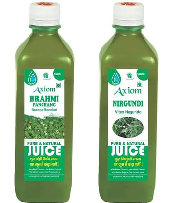 Axiom Brahmi Juice 500Ml + Nirgundi Juice 500Ml , Ayurvedic Juice Combo Pack