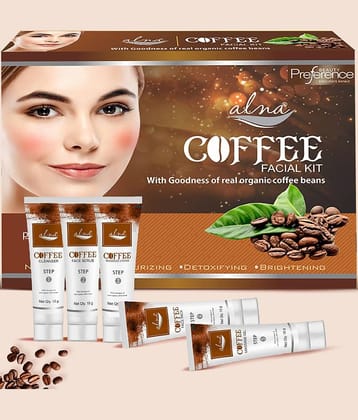 Alna Coffee Facial Kit With Goodness of Real Organic Coffee Beans 75gm , Pack of 1