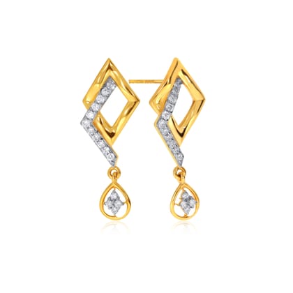 Senco Gold Elegant Wonder Diamond Drop Earrings (1.8 gram / 0.16 Ct / HI-SI / 18K Yellow Gold)