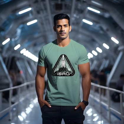 ISRO Classic LVM3 Sage Green Tee-XL