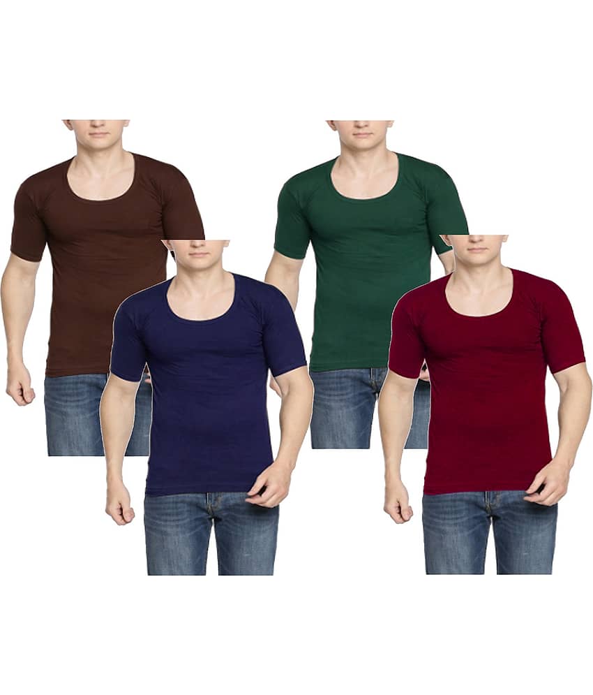 VEE SAA Pack of 4 Cotton Basic Vest For Men ( Multicolor )