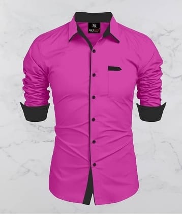 MAN'S SUITUP Cotton Blend Regular Fit Solids Full Sleeves Men's Casual Shirt - pink ( Pack of 1 )
