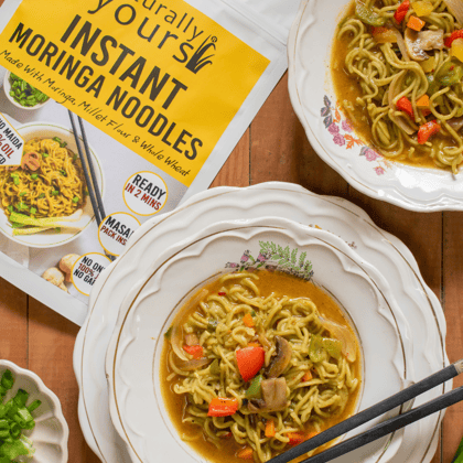 Moringa Instant Ramen Noodles - Rich in Protein, Fiber, & Calcium - Ready in 2 Mins - 175g-Pack of 3