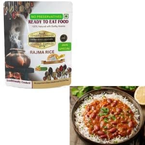 Rajma Rice (COMBO)/ (JAIN SPECIAL/ NO ONION NO GARLIC) INDIAN KHANA KHAZANA Ready to eat | No Added Preservative and Colours / Serve Hot Anytime Anywhere with our Disposable-Cooker inside the Pack/ Indian Tasty Flavour Ready to Eat Food