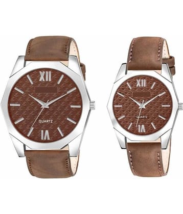 Lorem - Brown Leather Analog Couple's Watch