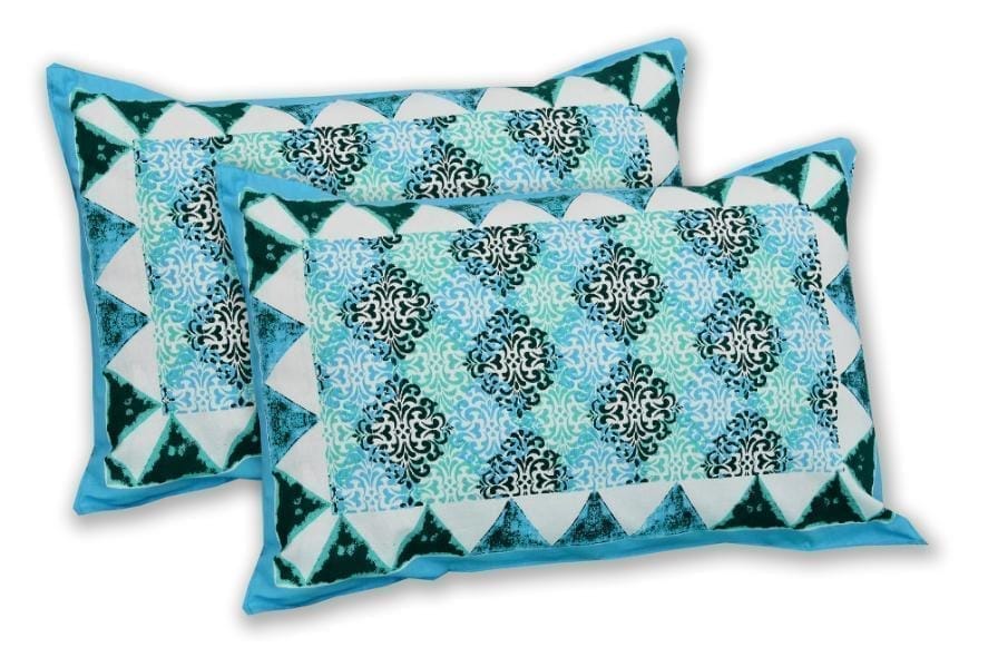 3001-Hometrade India-Standard King Size (90*108 Inches)-Pure Cotton Jaipuri Double Bedsheet With Matching Pillow Cover