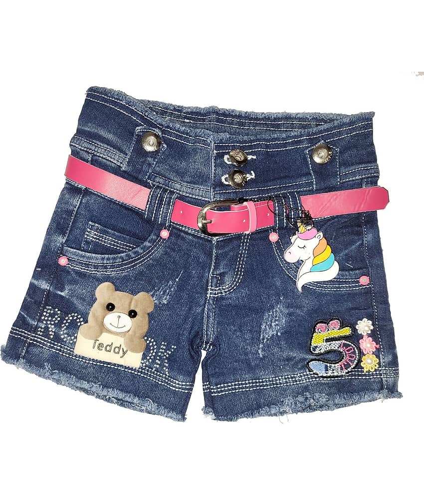 Arshia Fashions Pack of 1 Girls Denim Hot Pants ( Blue )