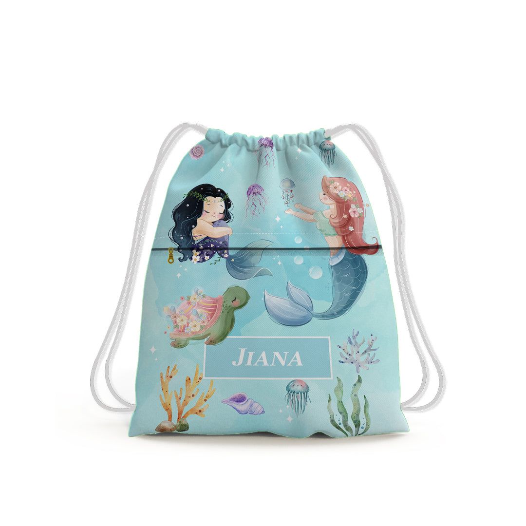 Mermaid Magic Swim Bag (kids)-Blue Watercolor / Toddlers [2-4 Years] / No