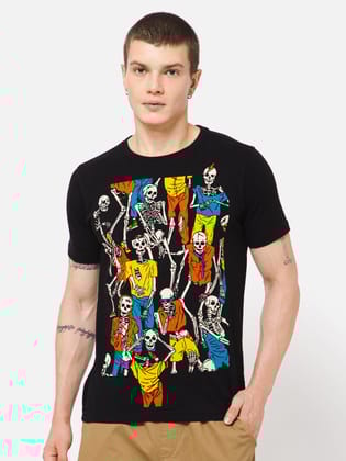PUNK Skull Army Black T Shirt Round Neck-L / Black / PUNK SKULL ARMY