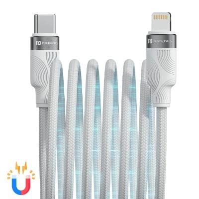Portronics Lightning Cable 1 m Braided Maglink CL 27W Type C to 8 Pin, (Compatible with Mobile, White, One Cable) Portronics Lightning Cable 1 m Braided Maglink CL 27W Type C to 8 Pin, (Compatible with Mobile, White, One Cable)