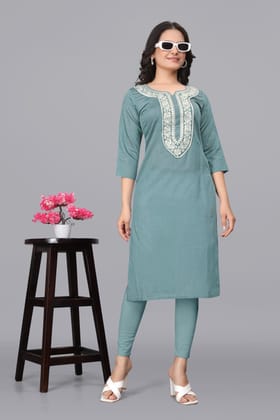 OWO THE LABEL Women Lucknowi Long Kurti (OTLKRT2014)-Medium
