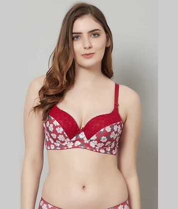 PrettyCat Polyester Lightly Padded Women's T-Shirt Bra ( Pink )