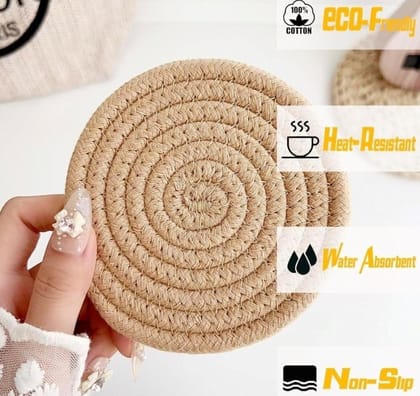 Generic Cotton Rope Drink Coasters 6 Pcs Set (Multicolor)-PID66423